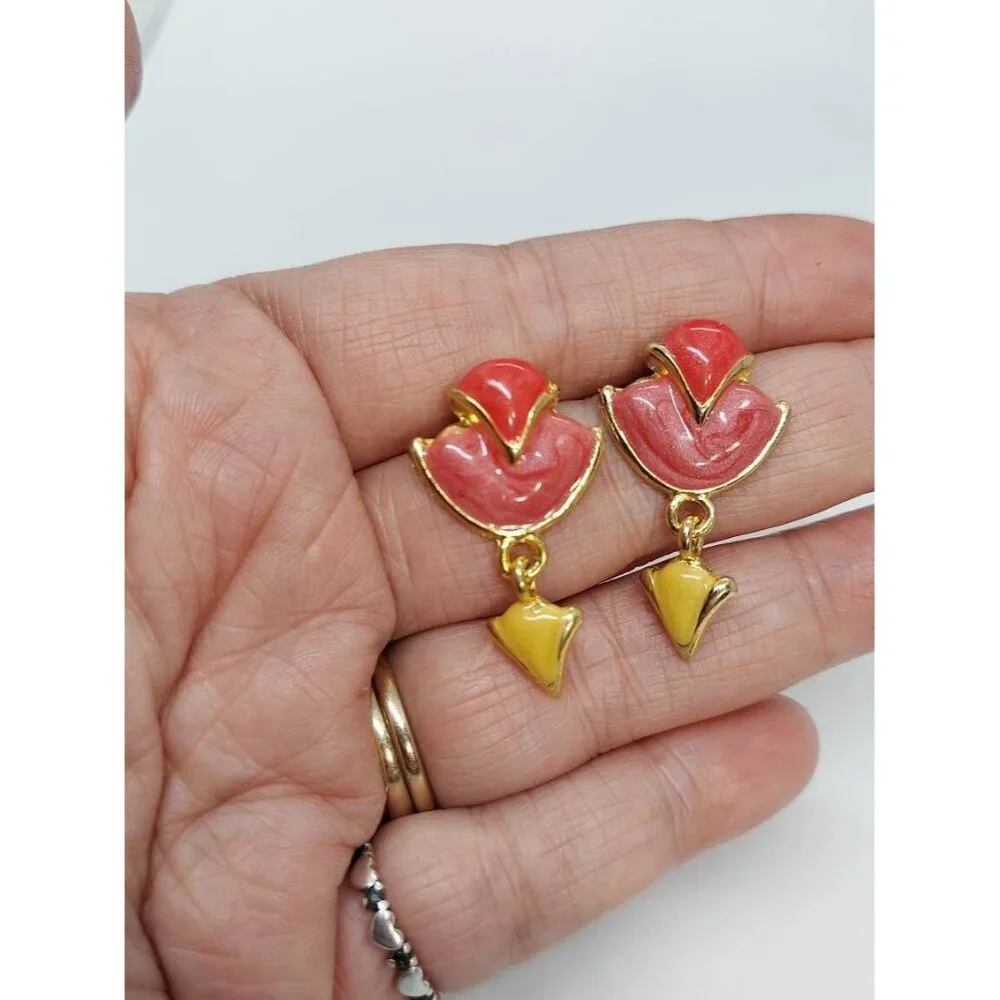 Vintage enamel drop‎ earrings